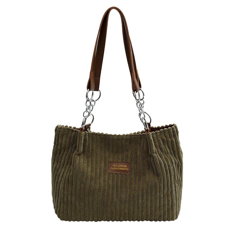 Women's Corduroy Shoulder Handbag Tote Bag