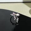 Diemeng Sakura Gradient Butterfly‑Flower Open Ring Sweet Mori Gentle Cold‑Wind Niche Adjustable Index‑Finger Trend Jewelry