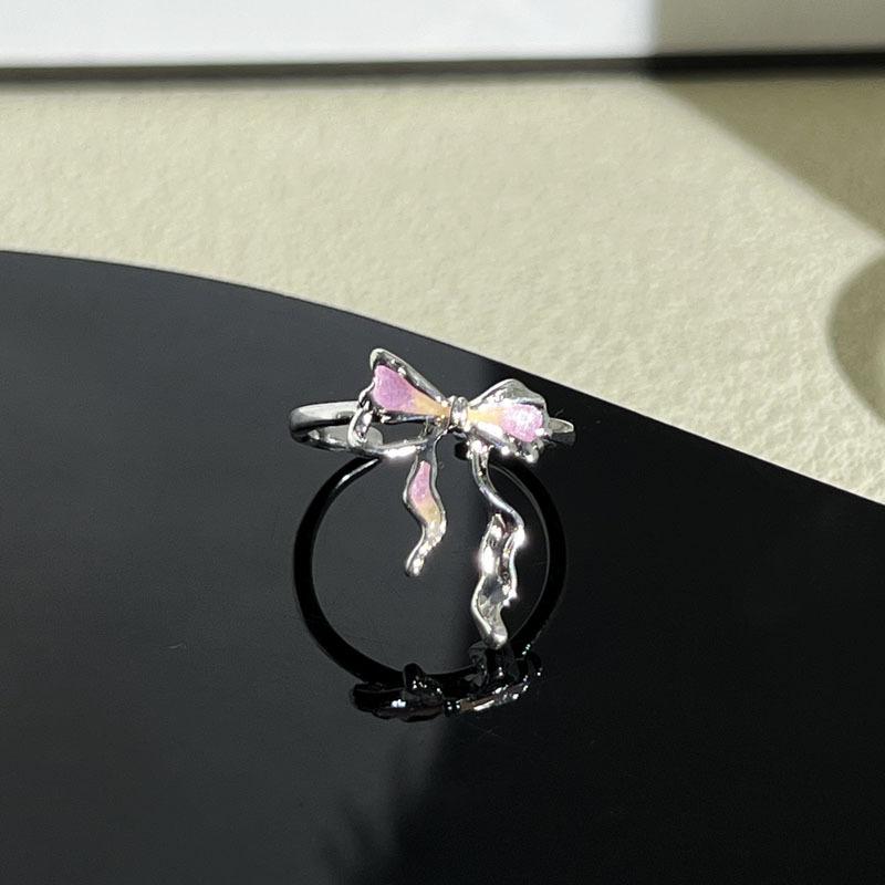 Diemeng Sakura Gradient Butterfly‑Flower Open Ring Sweet Mori Gentle Cold‑Wind Niche Adjustable Index‑Finger Trend Jewelry