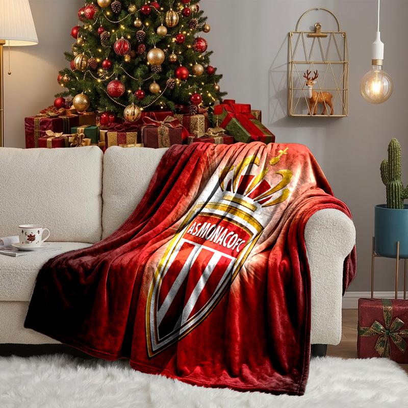 As Monaco Crest Throws Blanket Flannel Blankets Plush for Couch Bed Gifts for Men Women Travel picnic blanket Christmas fan gifts