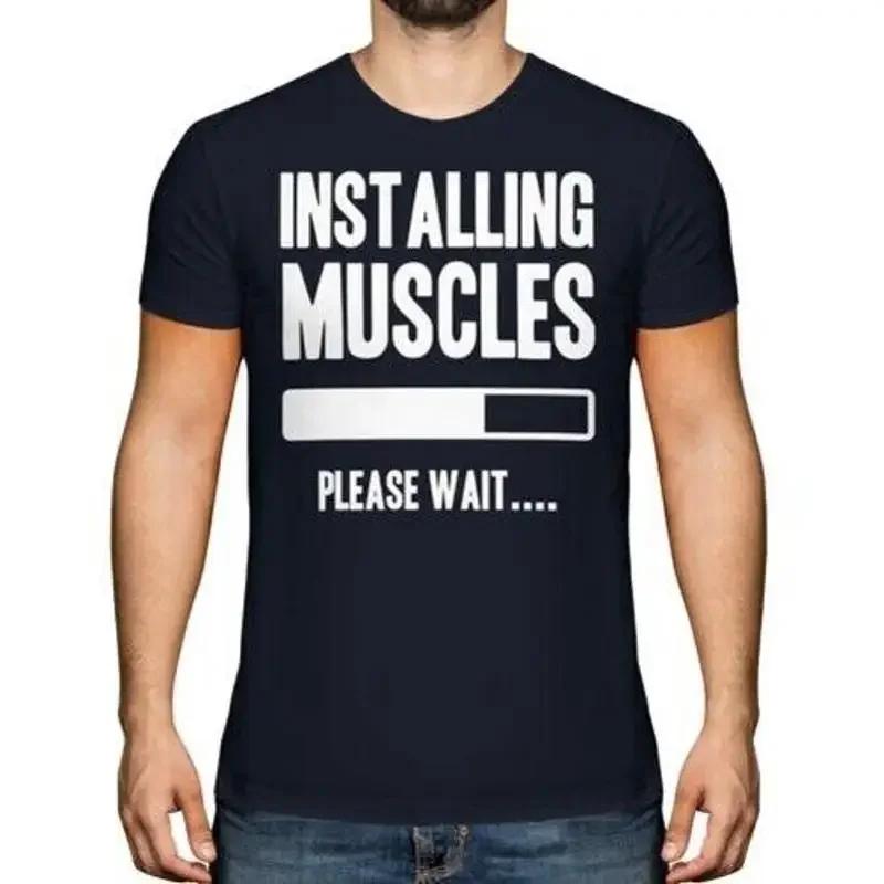 Installing Muscles Unisexs TShirt Top Gym Gift Fun