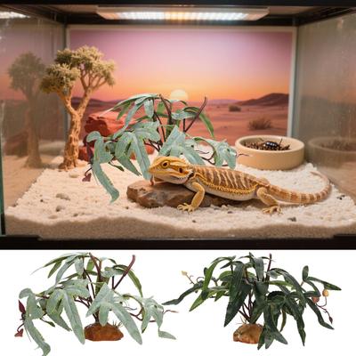 Reptile Plants For Terrarium Fake Realistic Indoor Decor Bearded Dragon Artificial Leaves For Freshwater Desert Fish Turtle