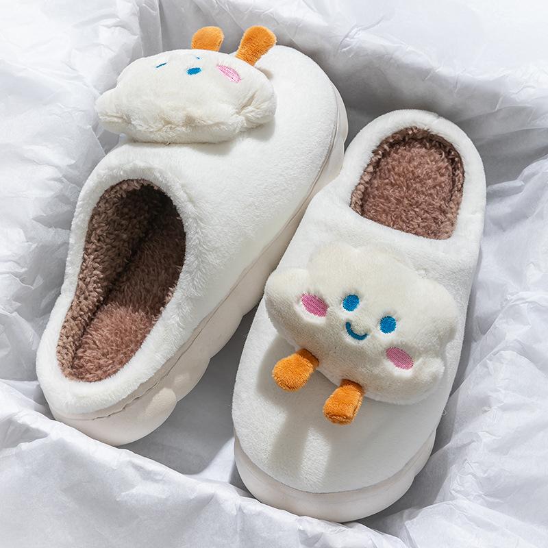 Bow cotton slippers winter 2025 new indoor home thick bottom non-slip piled warm plush slippers