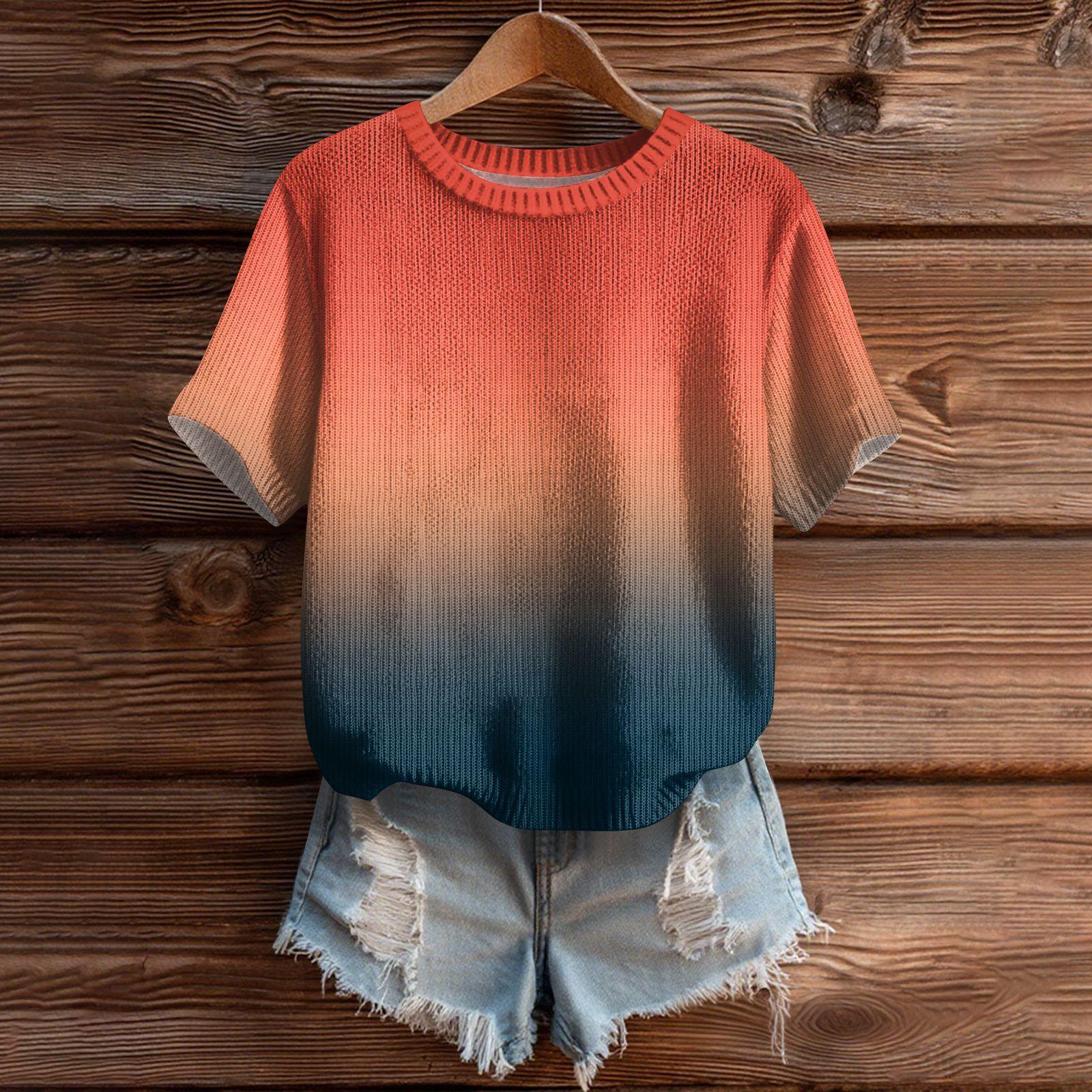 

Женский милый свитер вязаный модный повседневный с круглым вырезом и короткими рукавами уютный топ с принтом L оранжевый