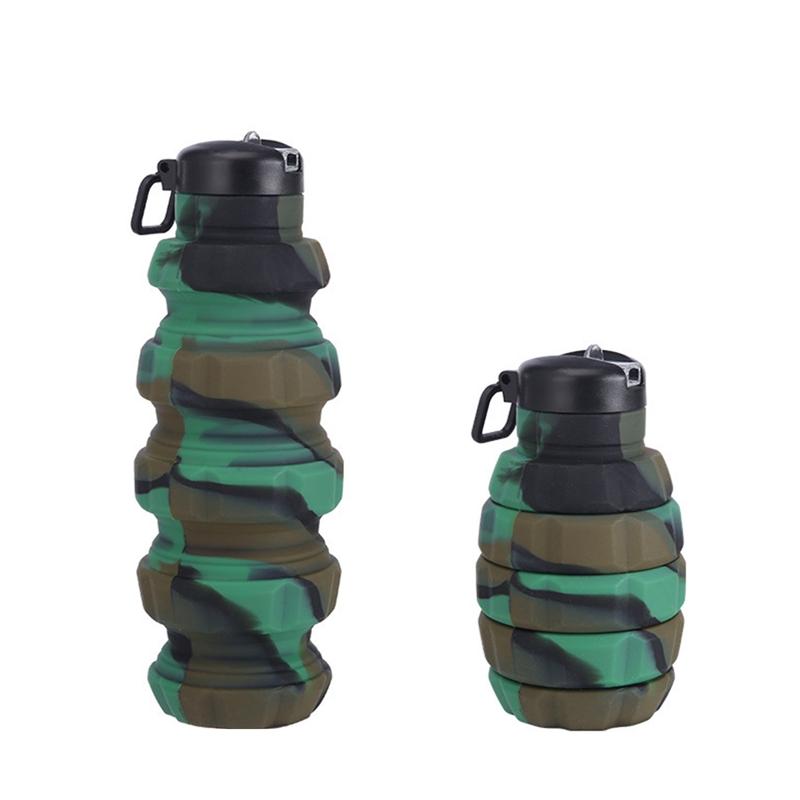 Portable Silicone Retractable Grenade Water Bottle 500ML Collapsible Sports Water Bottle Foldable Reuseable Drinking Cup Travel