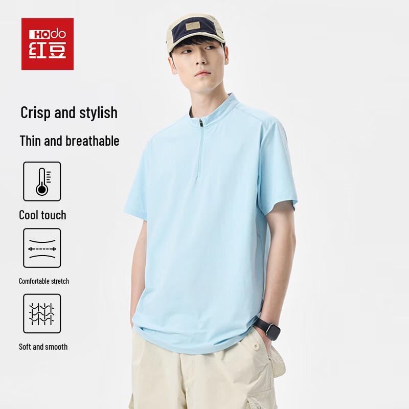 Hodo Men s Retro Zipper Round Neck Short Sleeve T-shirt 3XL