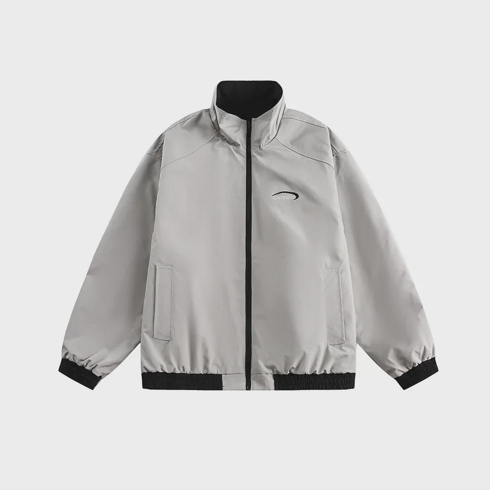 CATTEE Zweifarbige Kontrastjacke mit Stehkragen - Unisex Lässig Frühling/Herbst Lockere Passform