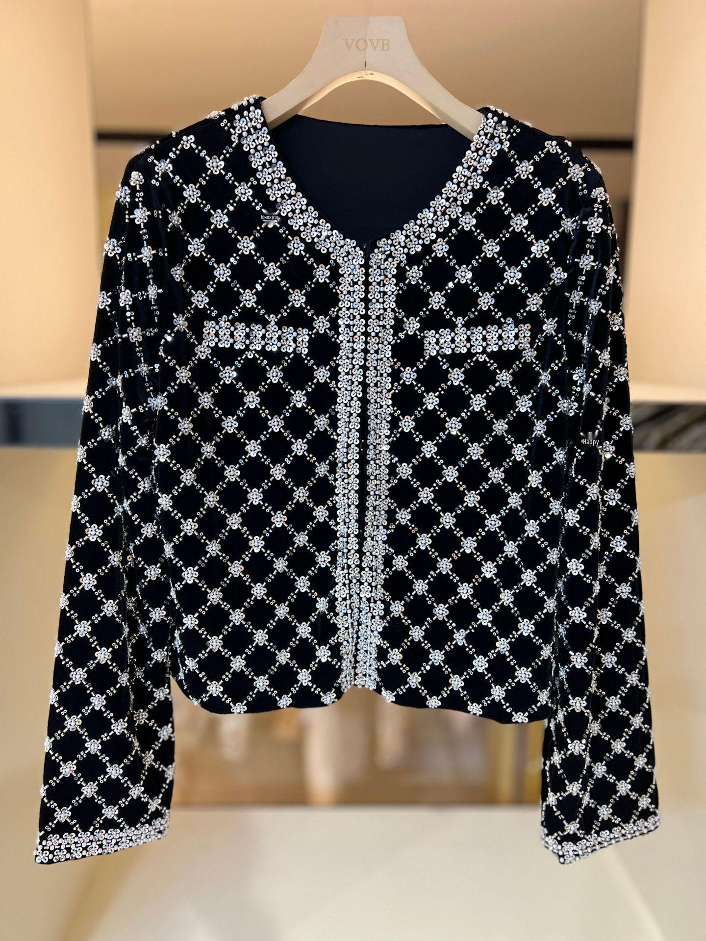 

Пальто 8276 из жаккарда тяжелой промышленности класса люкс на осень 2025 года Small чёрный