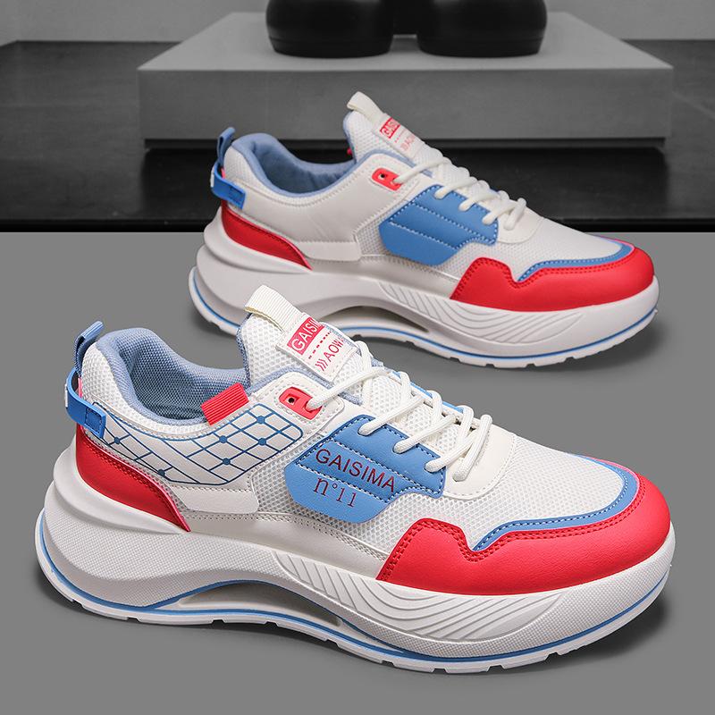 Men Casual Sneakers Board Shoes Outdoor Walking Mesh Breathable 2025 Trendy Shoe Thick Soled Comfort Male Footwear