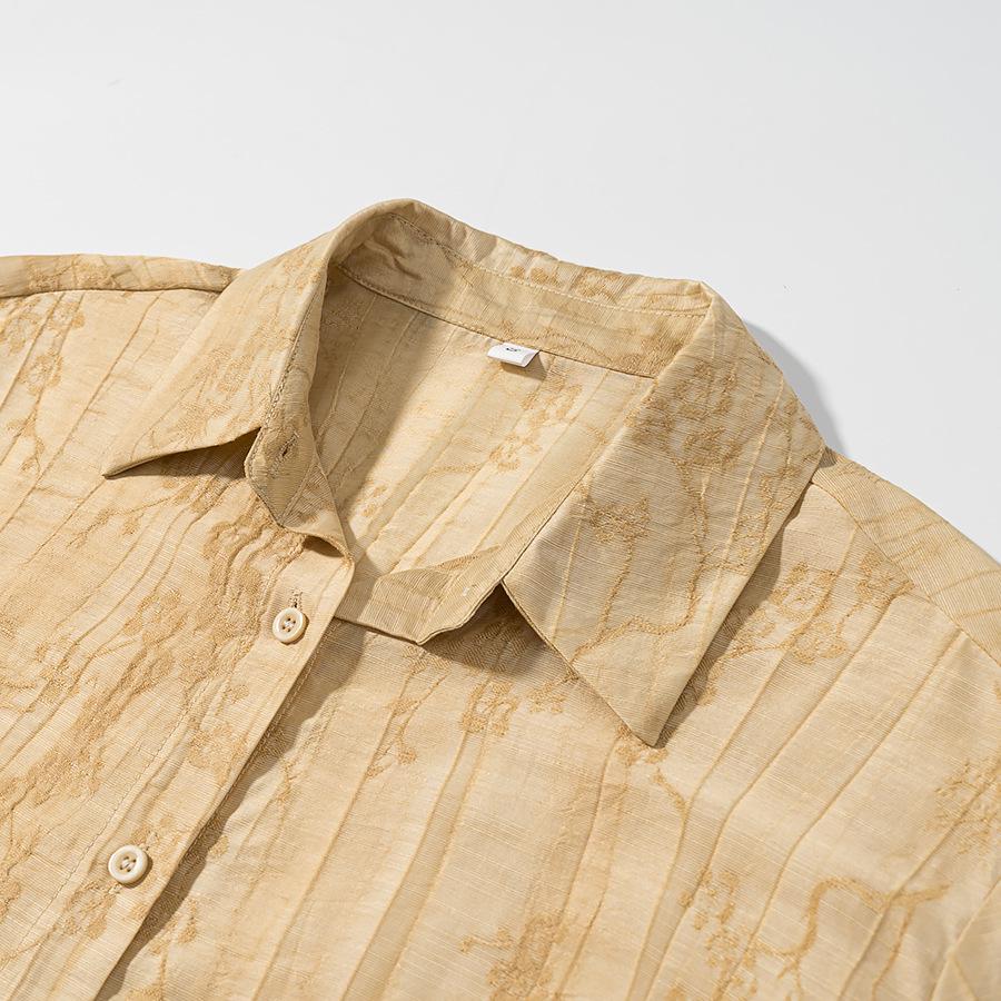 Europäisches & Amerikanisches Damen Jacquard Lockeres Hemd und Lässige Hose Zweiteiliges Set