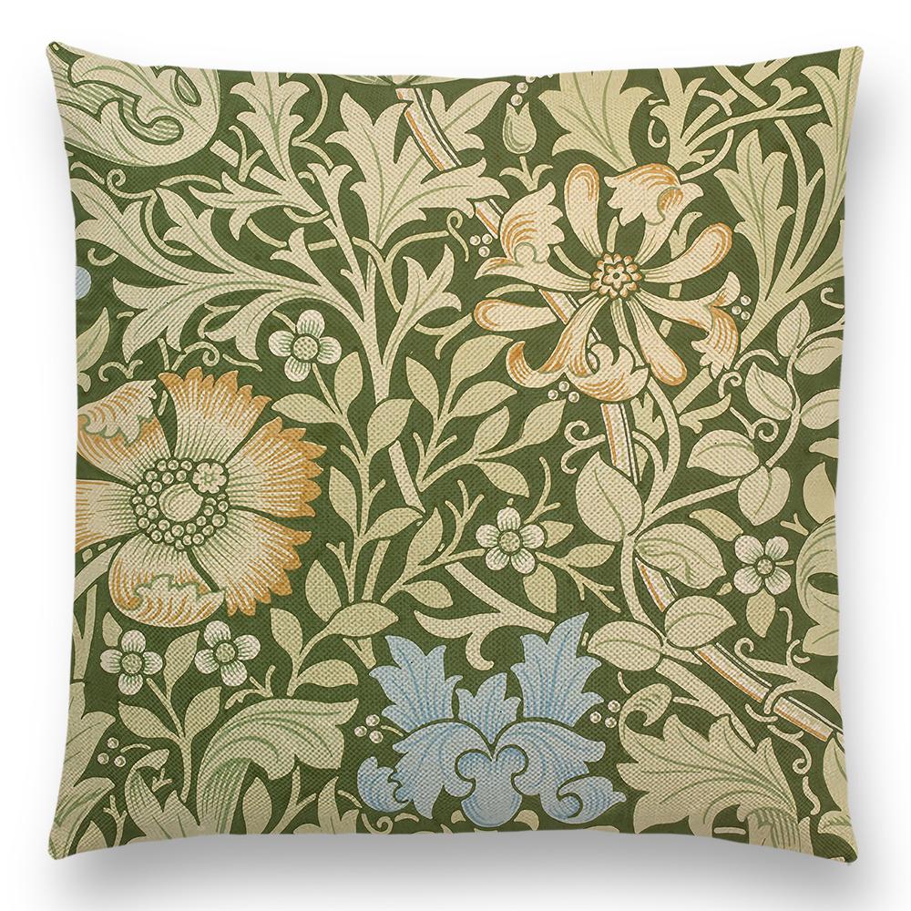 William Morris Thief Roter Kissenbezug, Leinen, Luxus-Überwurfkissen, Heimdekoration für Sofa, Wohnzimmer, Kissenbezug, 40 cm/45 cm/50 cm/60 cm