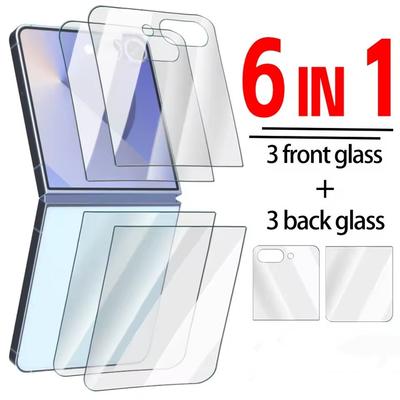 6 In1 for Samsung Galaxy Z Flip 7 Front Back Screen Protector Anti-shatter Tempered Glass for Samsung Z Flip 7 Films