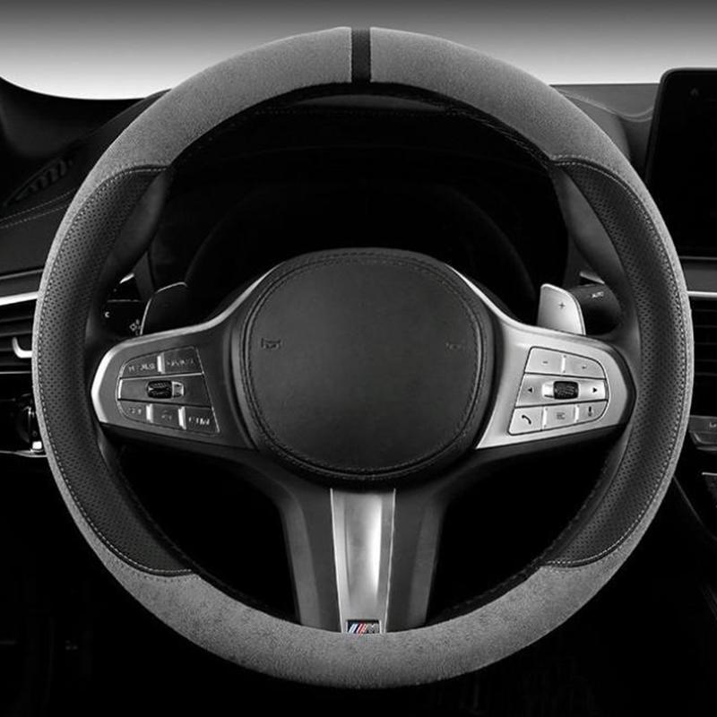 Semišový poťah na všetky ročné obdobia Poťah na volant auta Ultra tenký Protišmykový Tvar D Okrúhly Priedušný Ochranný poťah na volant auta