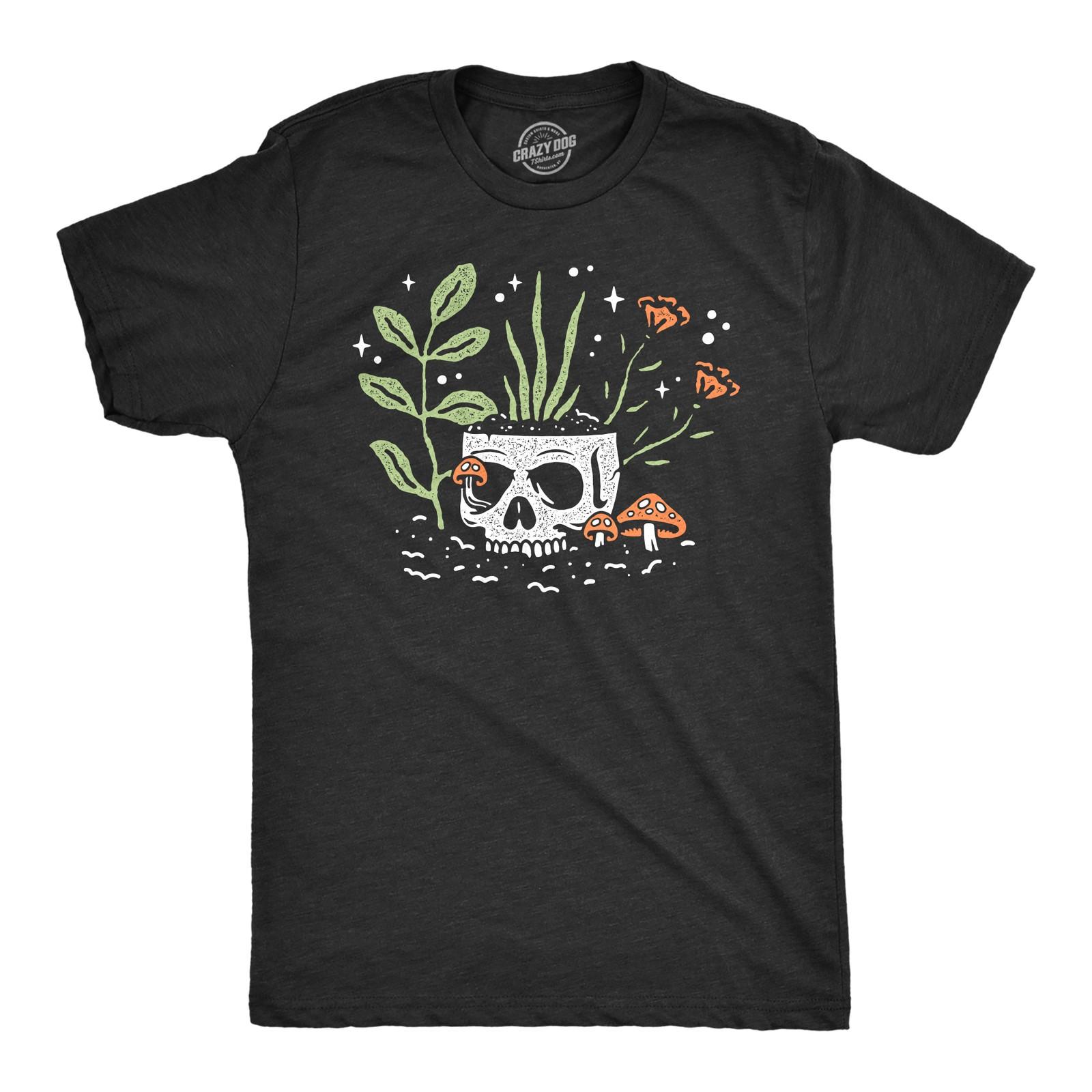 Mens Skull Flowers T Shirt Funny Spooky House Plant Horticulture Lovers Tee for S разноцветный