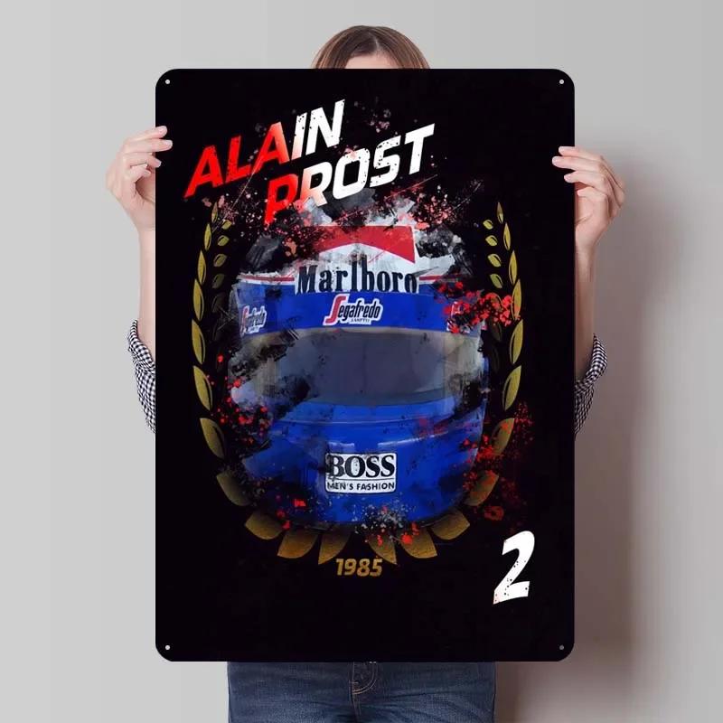 Alain Prost Metal Sign Racing Poster Art Mural Retro Tinplate Sign for Wall Art Decoration Coffee Bar Vintage Home Decor Items