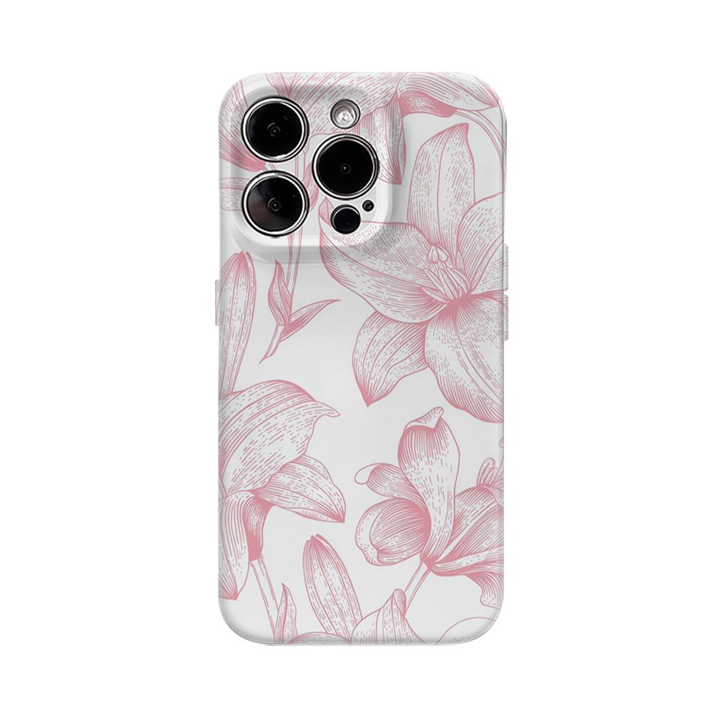 

Pink Cream Flowers Phone Case for IPhone 16 15 14 13 12 11 X XS XR XSMAX 7 8 Pro Max Plus Double-layer Back Cover IPHONEXSMAX
