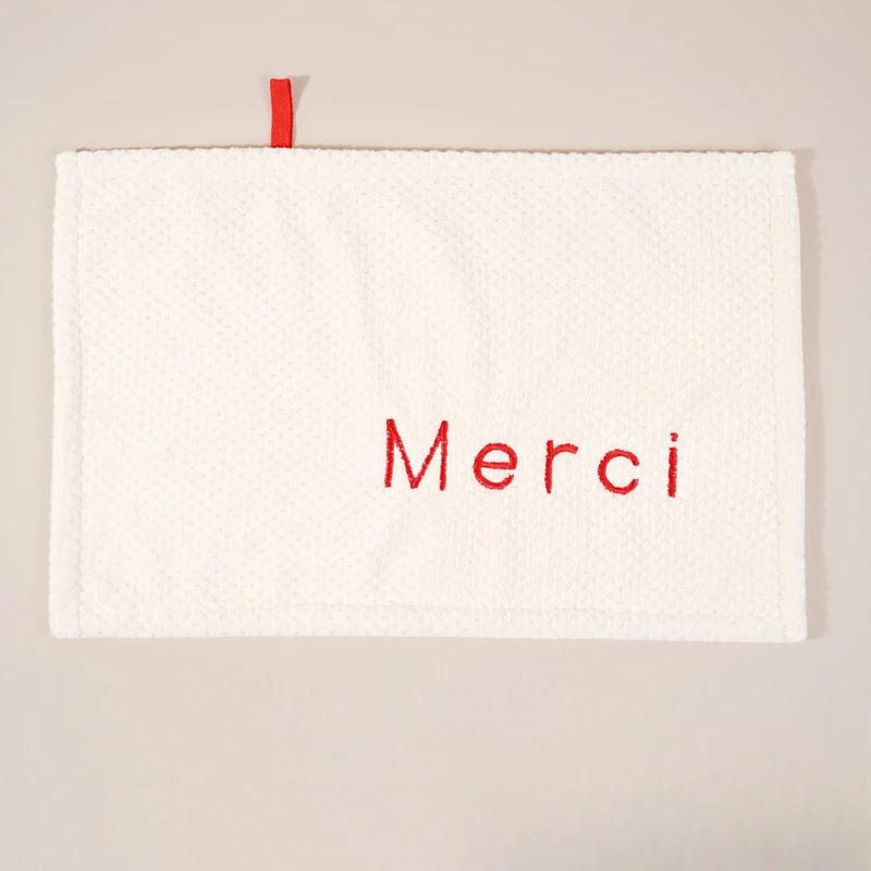 Nordic Hanging Hand Towel Home Embroidery Thickened Coral Velvet Absorbent Small Towel for Kitchen Bathroom Hankerchief