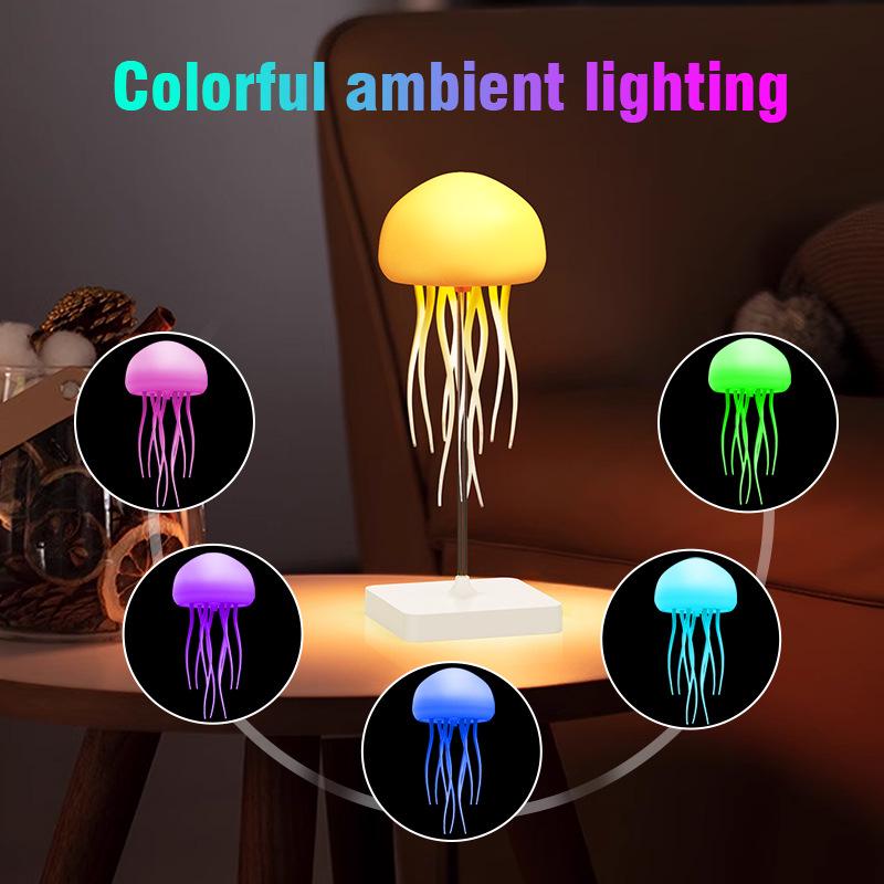 Colorful Sound-Activated Jellyfish Light with Floating Tentacles for Ambient Lighting