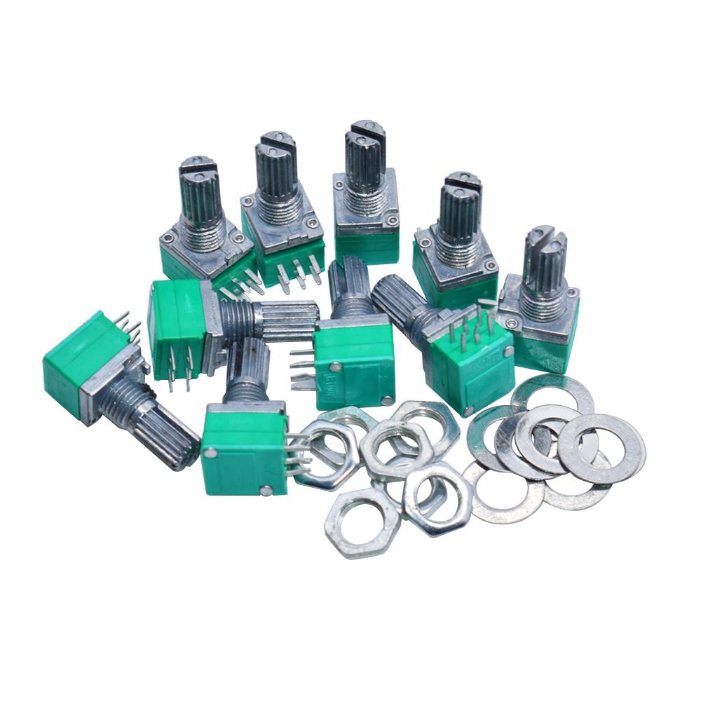 

10PCS B5K B10K B50K B20K B100K RK097G Audio Amplifier Sealed Dual Potentiometer 15mm Shaft 6pins WAVGAT 50K Ohm