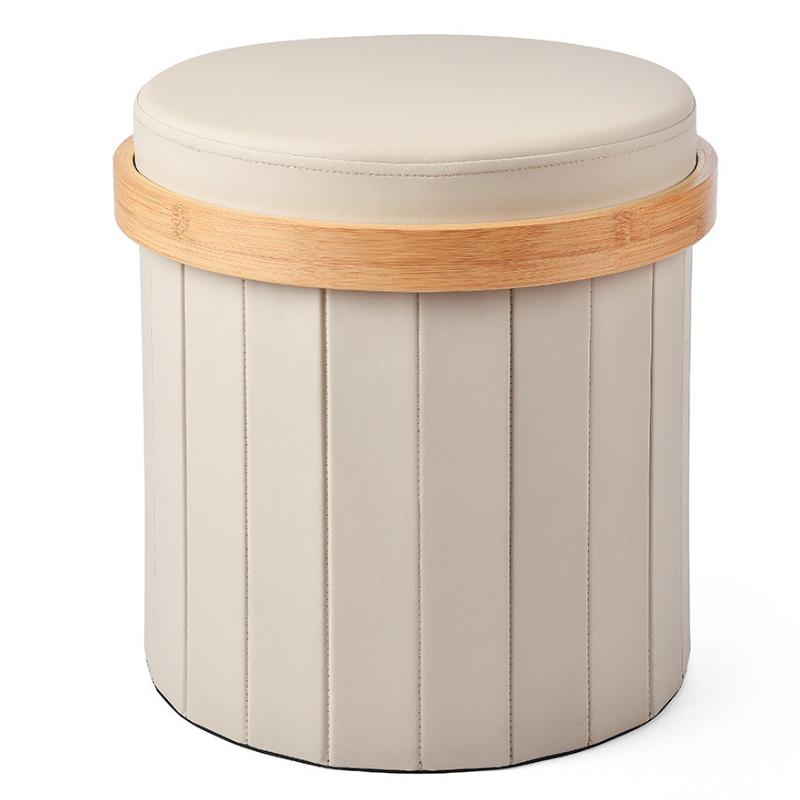 

Round Storage Stool Low Shoe Changing Ottomans Living Room Multifunctional Makeup Stools Household Luxury Aesthetic Footstool бежевый