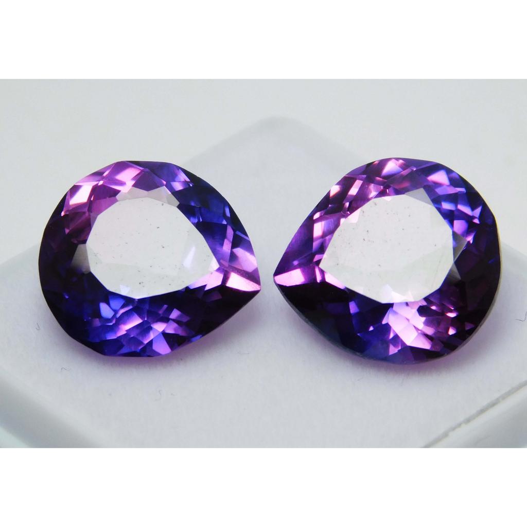 Natural Color Change Alexandrite Pear Cut 16.6 Ct Loose Gemstones Pair