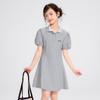 Girls' Preppy Style Polo Puff Sleeve Knit Dress