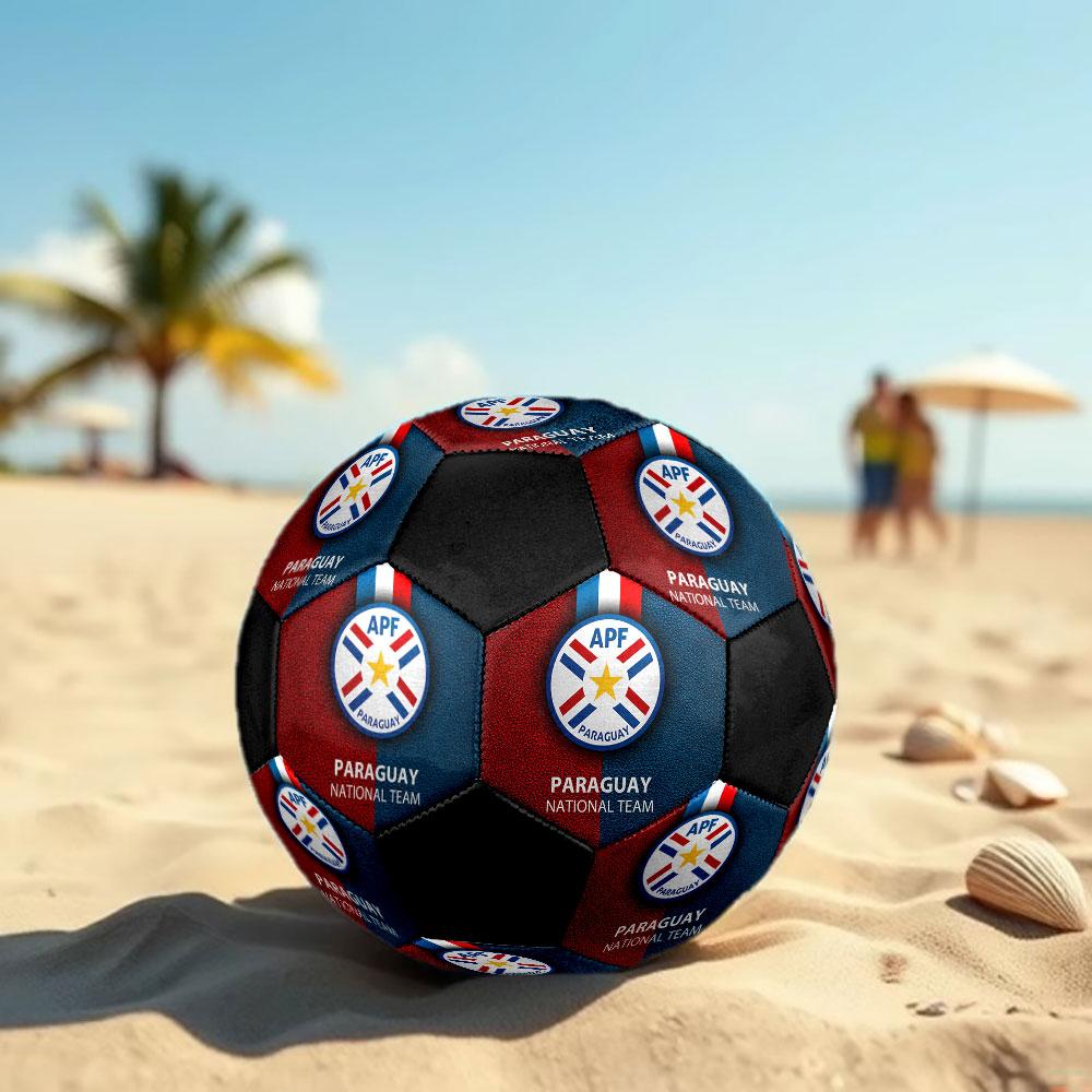 Logo de l'équipe nationale de football du Paraguay Ballon de Football Taille 5, Cousu à la Machine PVC, Durable & Très Rebondissant, Convient à Tous les Âges, Articles de Fan, Matches & Utilisation Extérieure.