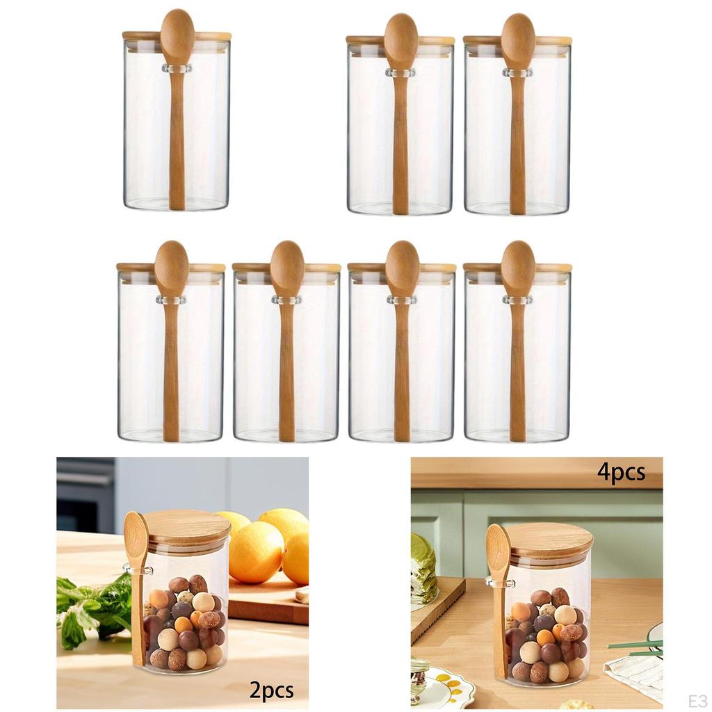 Glass Spice Jar Bottles Airtight Lid Multfunctional Sturdy Drawer Reusable Seasoning Clear