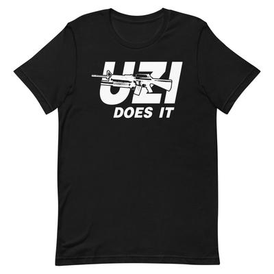 UZI Does It Black Graphic Tee Shirt Unisex 100% Cotton T-shirt Mens Tees Top
