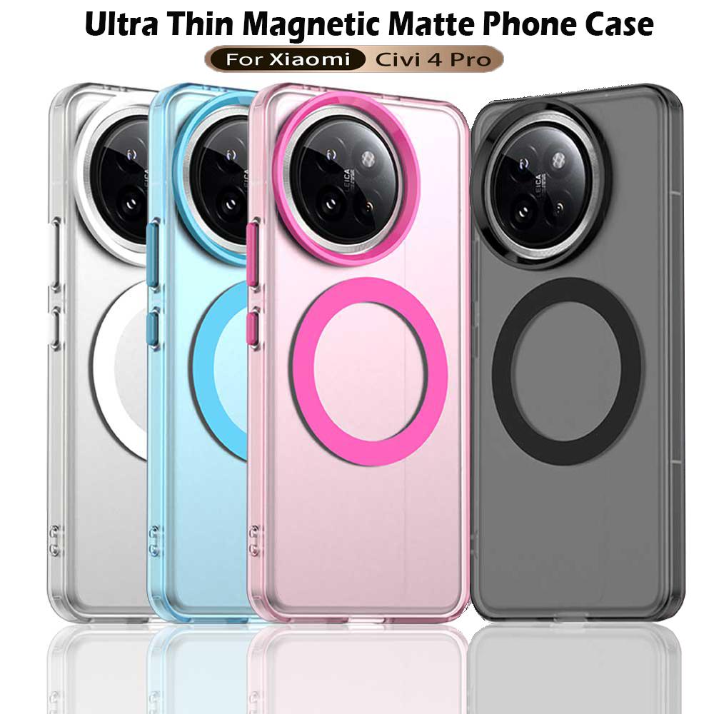 Magsafe Matte Phone Case For Xiaomi MI Civi 4 Pro 14 Civi Protective Case Magnetic Wireless Charging Shockproof Back Cover