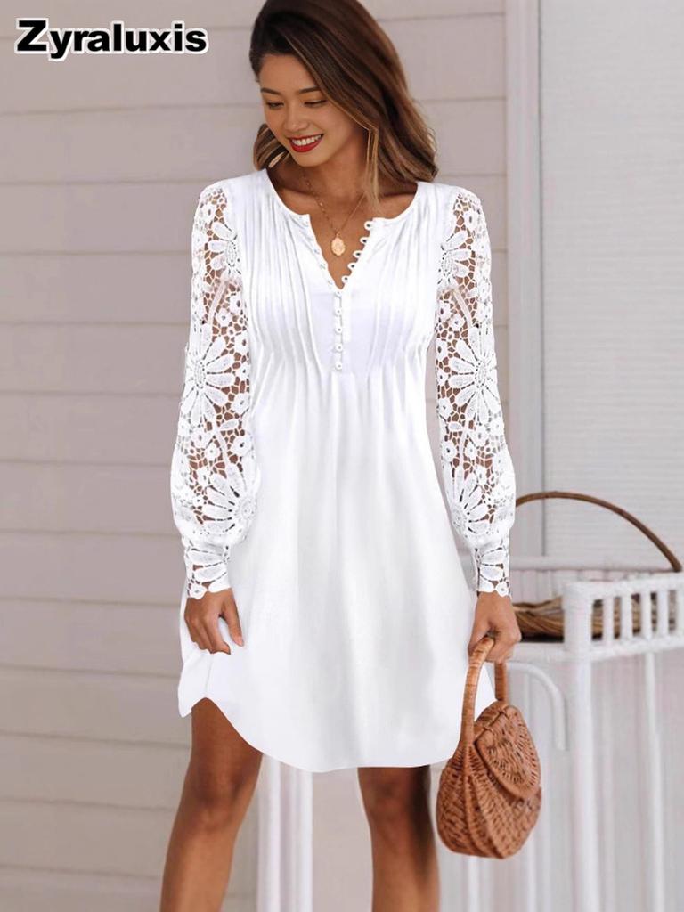 New Women's Fashion Lace Long Sleeve Dress