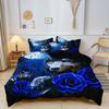 3D Print Wild Animal Rose Print Duvet Cover Set, Lion Leopard Floral Microfiber Bedding Set 2/3 Pieces Quilt Cover Pillowcases