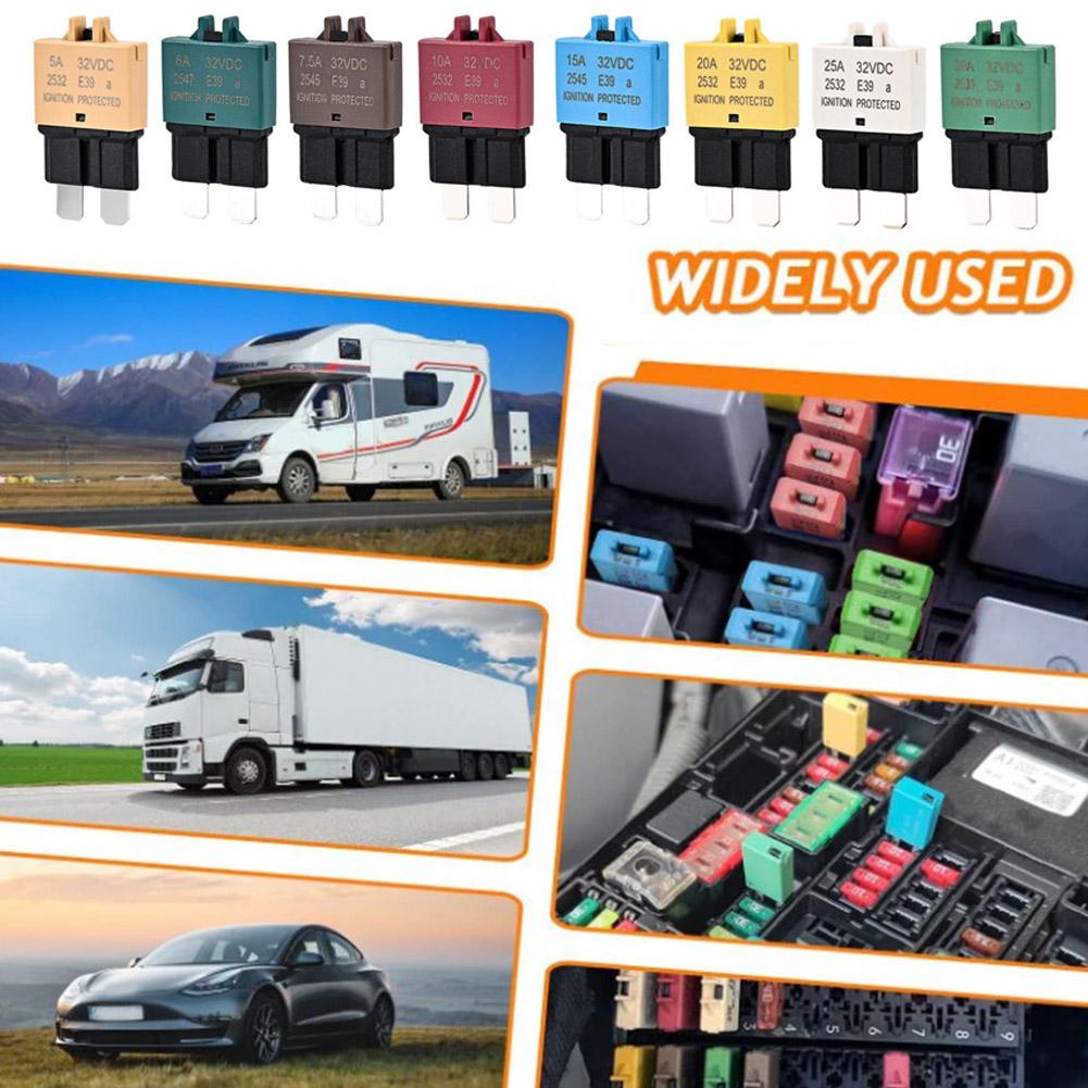 32V Overload Protector3A,6A,25A,30A,20A,15A,10A,8A,7.5A,5A Automotive Fuse Circuit Breaker for Jeep Truck Vessels Fuses4