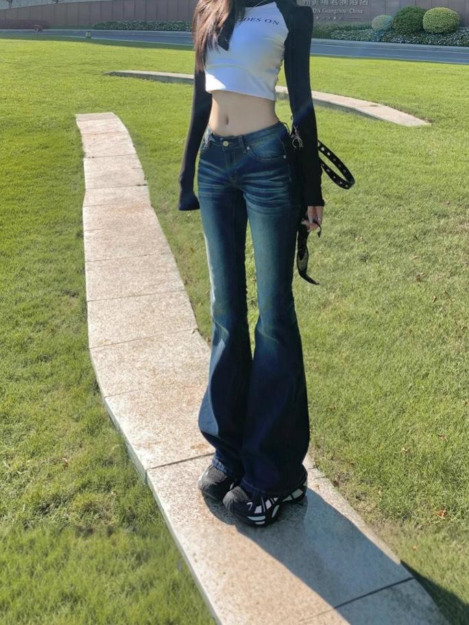 Spicy Girl Retro High-Waisted Flare Jeans - Women's Stretch Slimming Pants for Spring/Autumn 2025