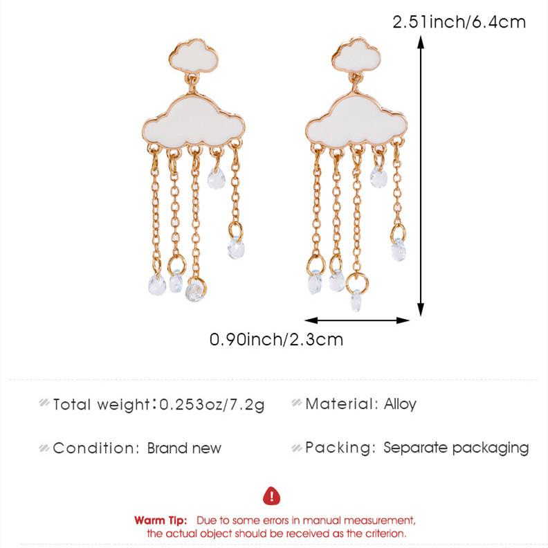 

Silver Color Cloud Water Drop Tassel Earrings New Fashion Crystal Raindrop Cloud Shaped Earrings for Women Party Jewelry