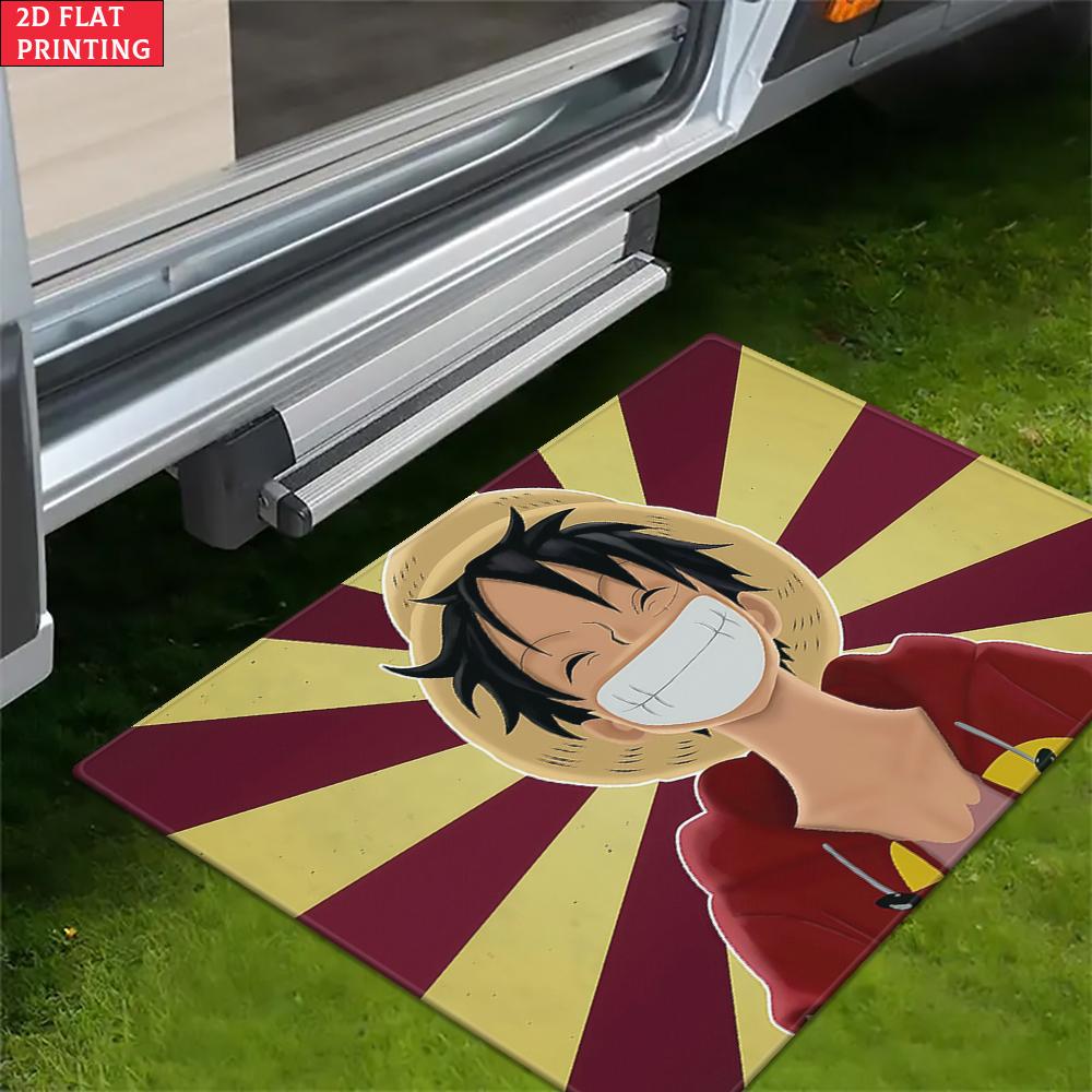 Anime Straw Hat Boy Grin Doormat, Cartoon Pirate Non-slip Floor Mat, Decorative Entrance Rug for Home Living Room Bedroom