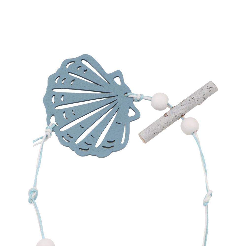 Solid Wood Carving Ocean Series Hanging Crafts Scallop Pendant Blue Ocean Pendant Wooden Ornament