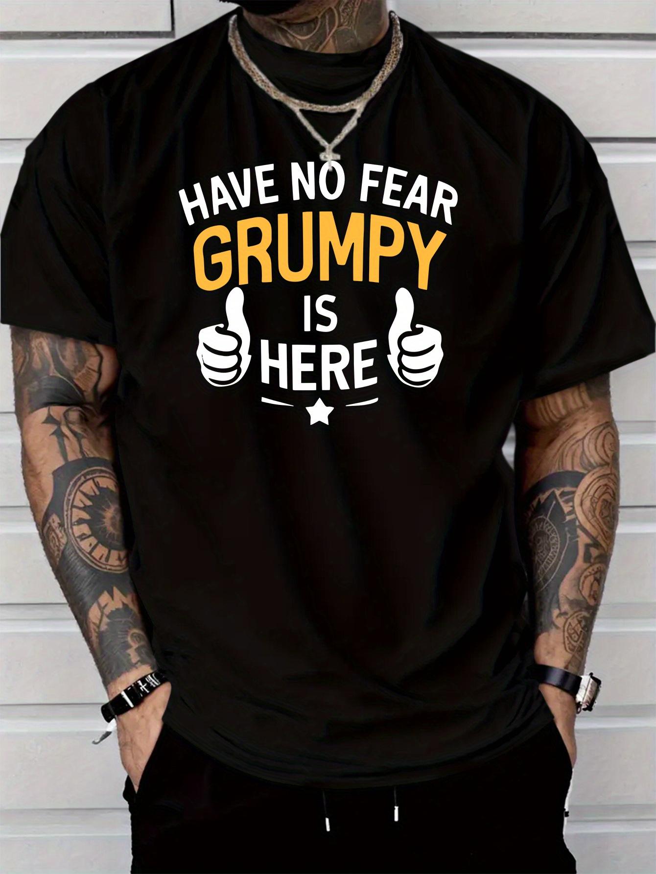 Mens casual shortsleeved Tshirt No fear of anger pattern printing 100 cotton light and thin 180 grams regular round neck S