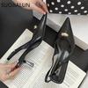 Fashion SUOJIALUN 2025 Summer New Brand Women Sandal Shoes Fashion Pointed Toe Shallow Slip On Ladies Elegant Slingback Shoes Pumps