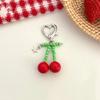 Kawaii Red Cherry Fruit Keychain Cute Heart Key Ring Lovely Bag Charm Unique Gift for Girls Back To School Presents
