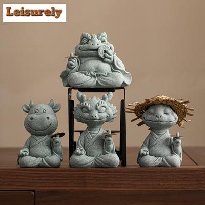 Green Sand Stone Attraction Wealth Tea Pet Traditional Tea Games Tea Figurine Play Toys Tea Statue Ornaments Supplies Gift Craft