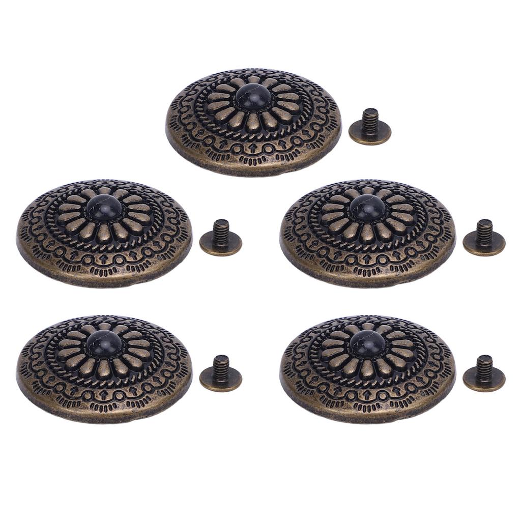 5 Sets Screw Back Button 30mm Round Shape Antique Bronze Black Turquoise Conchos with 4.5mm Screws F