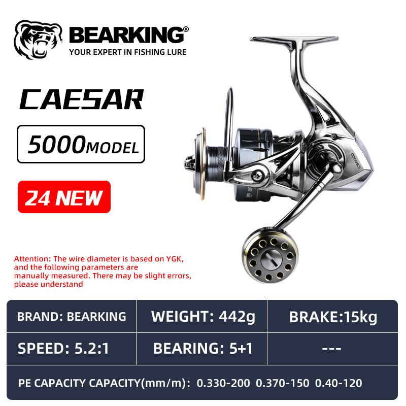 Spinning Reel for Sea Fishing with A Seawater-proof Seal Design Lure Reel Route 5+1BB Stainless Steel Bearings Drive System 5.2:1 15Kg Maximum Power