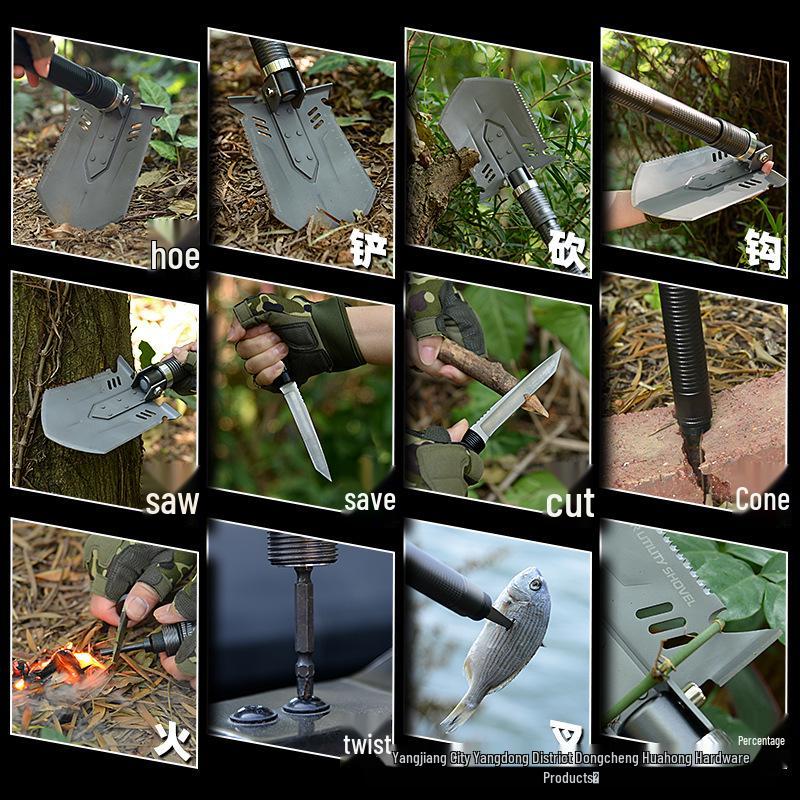 Outdoor Multifunctional Entrenching Tool: Thickened Fishing, Military Shovel for Chopping, Sawing, and Camping