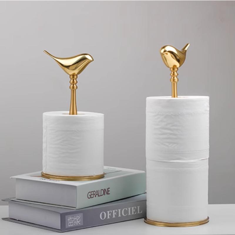 Golden Bird Vertical Tissue Holder Kitchen Storage Roll Holder Table Napkin Storage Rack Modern Home Decor Crafts Brass Material