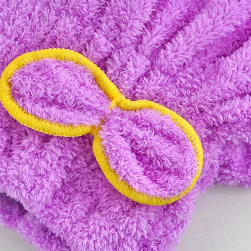 Women's Coral Fleece Bow Dry Hair Towel Cap - Super Absorbent, Quick-Drying Head Wrap