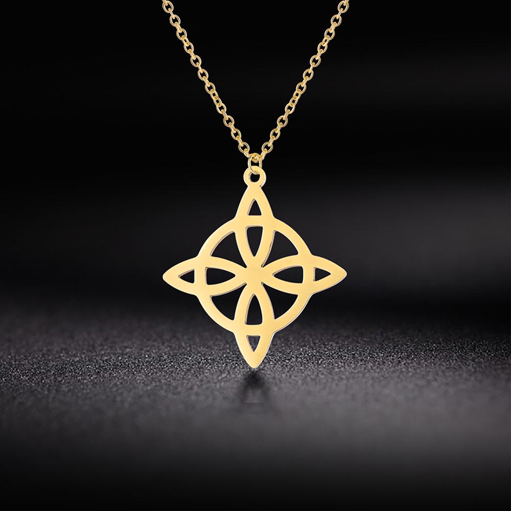 Witchcraft Witch 'S Knot Necklaces Stainless Steel Geometry Long Chain Necklace For Women Men Fashion Silver Color Jewelry Gifts
