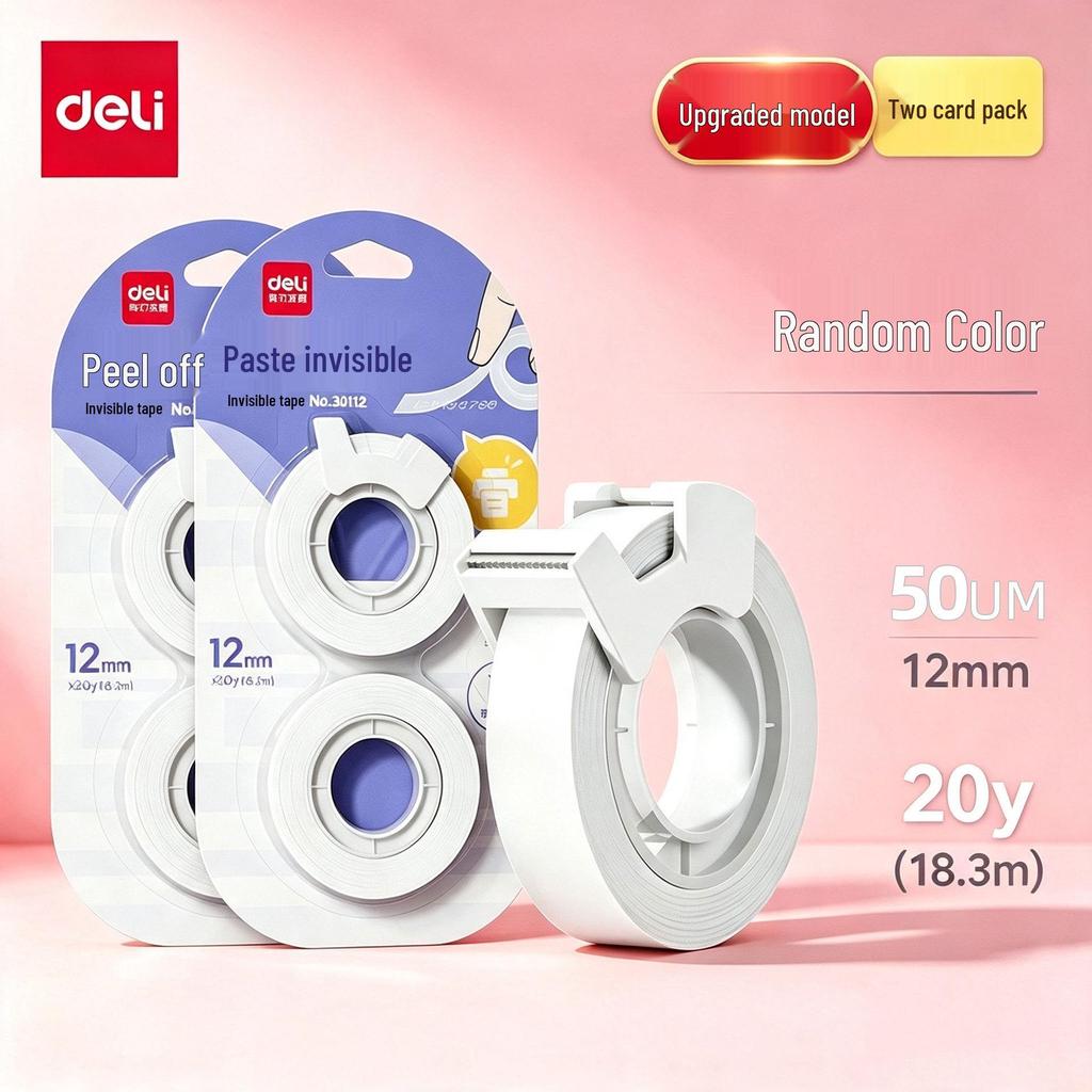 30112 Student Hand-Tear Invisible Tape Set with Cutter - Transparent Frosted