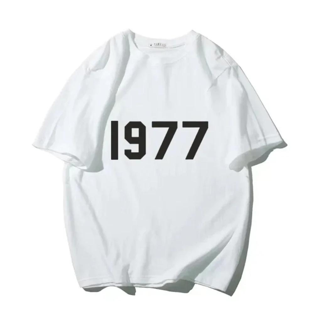 Korean 1977 Men Women Cotton Tshirt Fashion Luxury Brand Big Size Casual Print Short Sleeve Summer Tops Crewneck Tee Graphic Tee