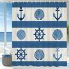 Modern Blue Stripes Sailing Style Shower Curtain, Bathroom Decorative Shower Curtain, Printed Fabric Shower Curtain With Hooks